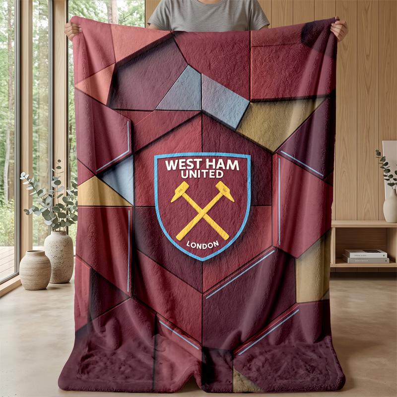 West Ham United Fußball-Print Flanelldecke, Weiche Warme Leichte Überwurfdecke für Sofa Bett Camping