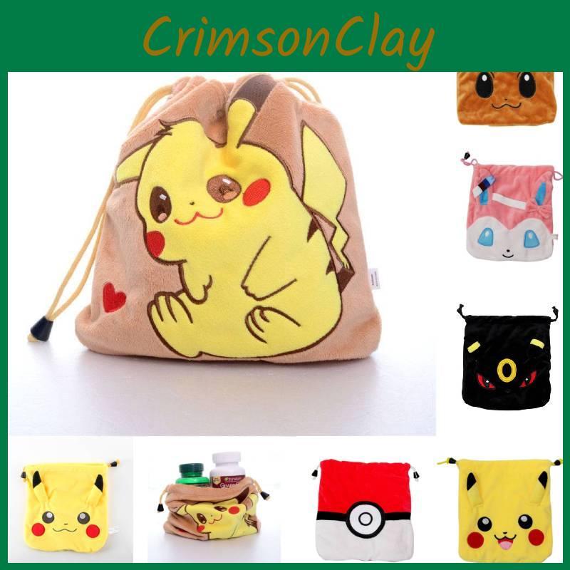 Eevee Pikachu Sylveon Umbreon Soft Drawstring Storage Bags Supplies