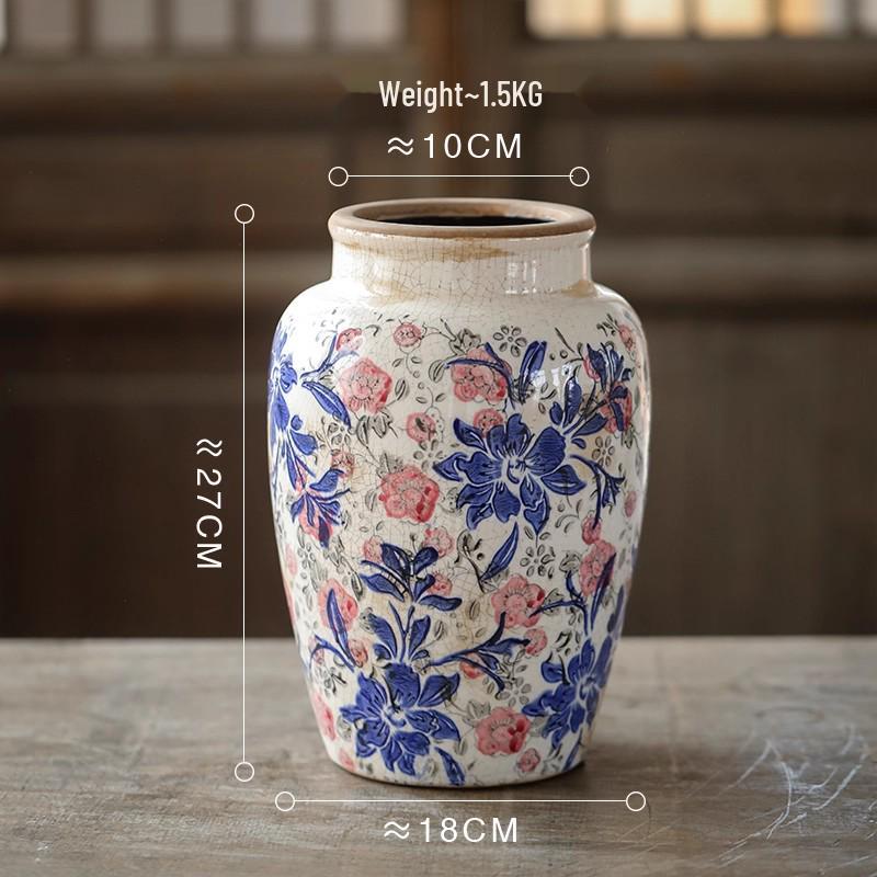 Расписанная вручную сине-белая фарфоровая ваза: Керамика в стиле династии Сун с глазурью «ледяные трещины»