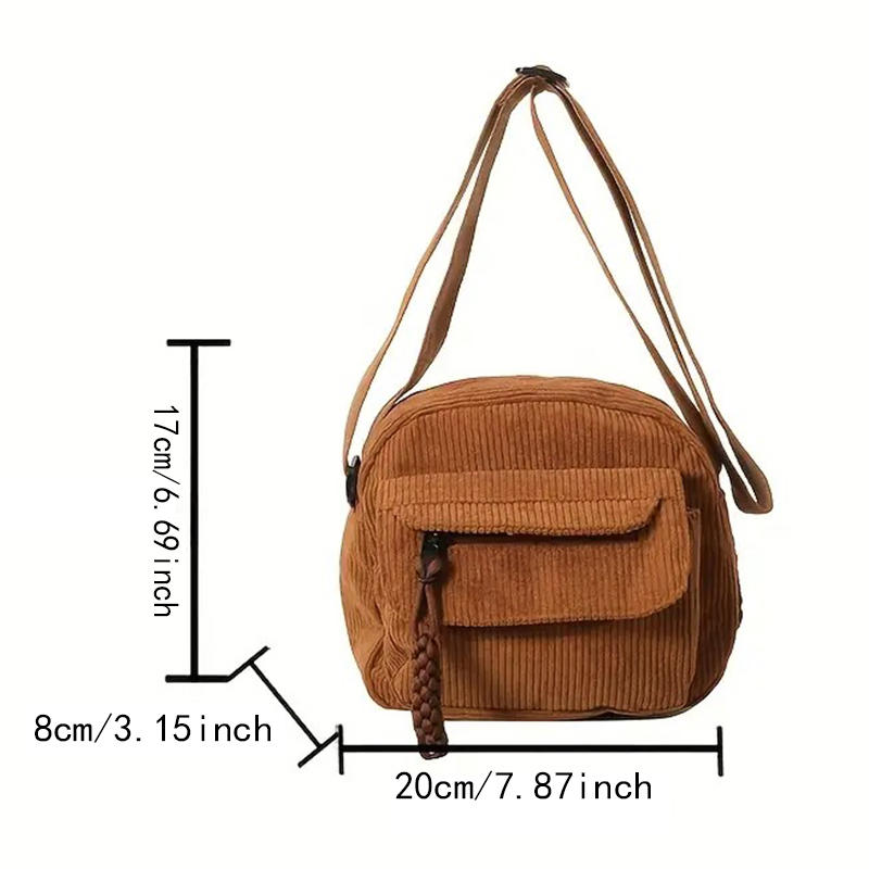 1PC Corduroy Women's Small Shoulder Bag Teenager Girl Crossbody Bag Student Street Korean Harajuku Messenger Bags