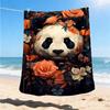 1pc Panda Floral Decor Throw Blanket Polyester Fiber, Lightweight Flannel, Soft & Warm, All Season Use for Outdoor, Camping Digital Print