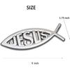 MEETCUTE 2pcs Jesus Fish Decal Sticker Silver,3D Car Chrome Decal Emblem Sticker Religious God for Jesus Christian Fish Symbol