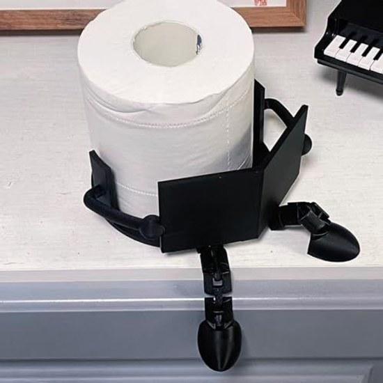 Reading Toilet Paper Holder Manga Design Creative Funny Cute Storage Rack Freestanding Bathroom Living Room Decoration Miscellaneous Gift (Black +