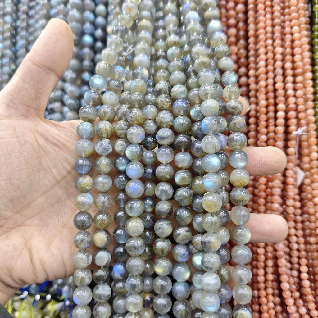 Natural Light Gray Moonstone Labradorite Beads for DIY Bracelet/Necklace Accessories