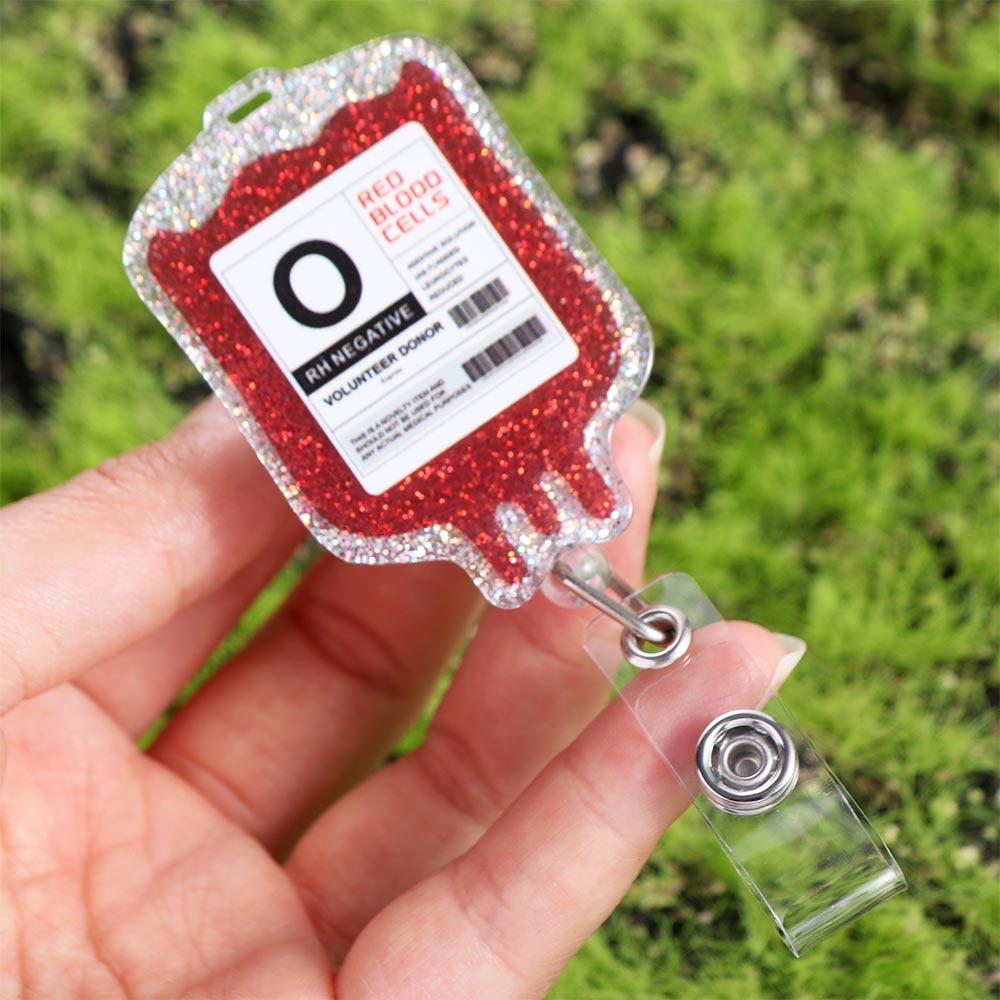 Easy To Pull Buckle Blood Type Bag Shape Clips Retractable Badge Holder Exhibition Name Card Parts
