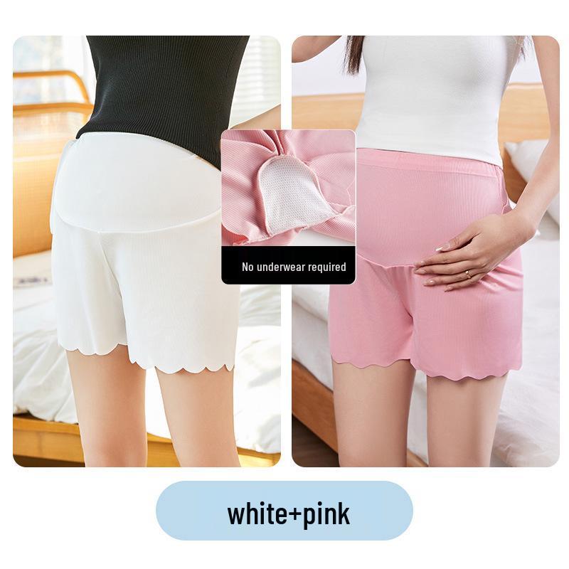 Maternity Ice Silk Safety Pants, Three-Quarter Length, Anti-Exposure, Lightweight for Summer.