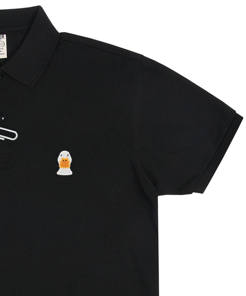 GRAVER [Unisex] Duck Face Embroidered Pique Short Sleeve T-Shirt_Black
