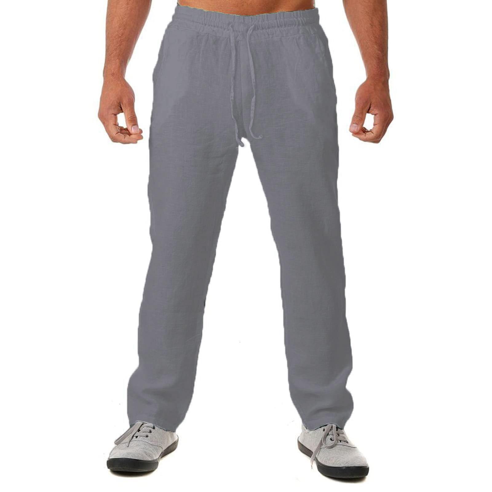 

Men s Casual Loose And Comfortable Casual Pants Cotton Linen Drawstring Trousers M