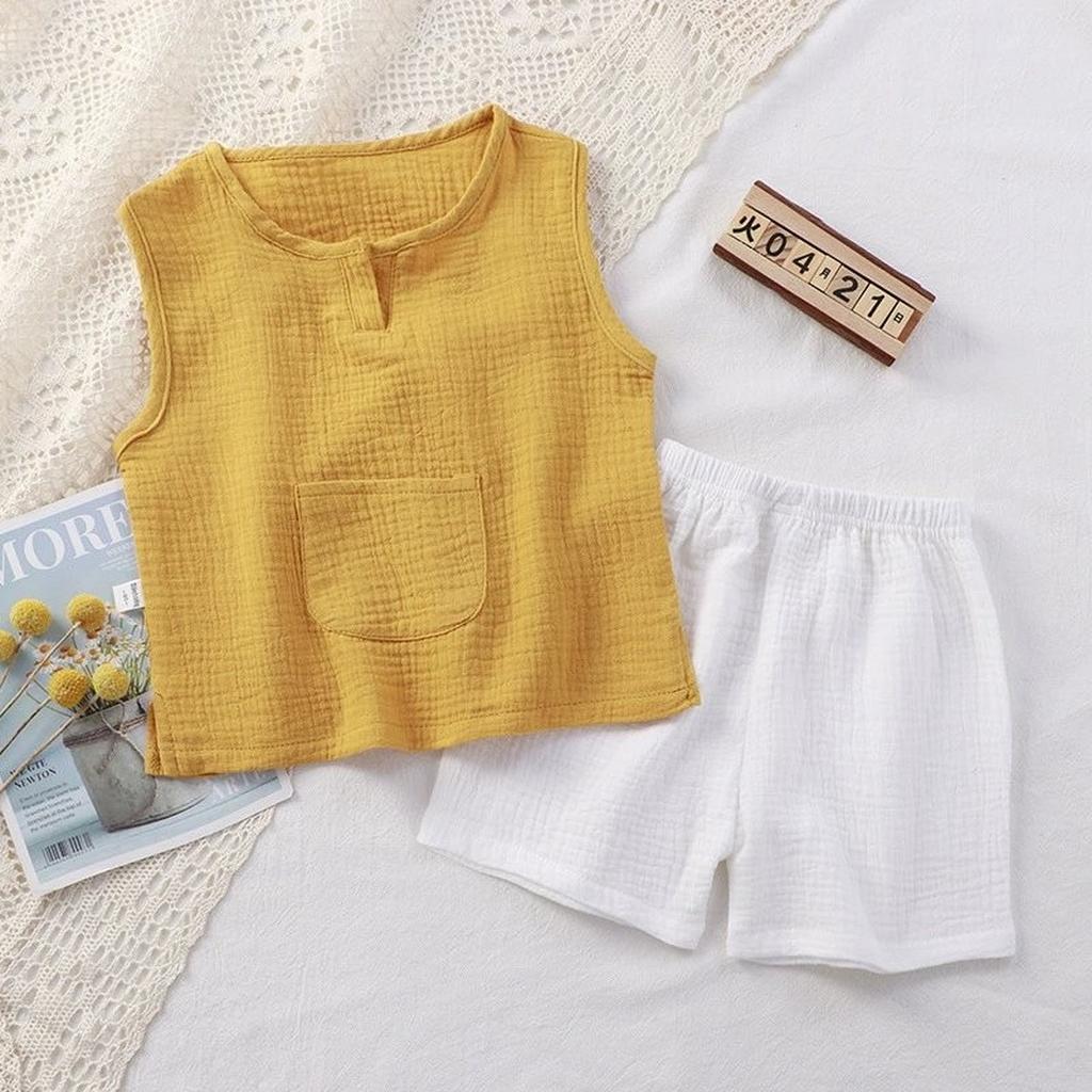 Kids 2-Piece Sleeveless Top & Shorts - Double-Layer Pajamas