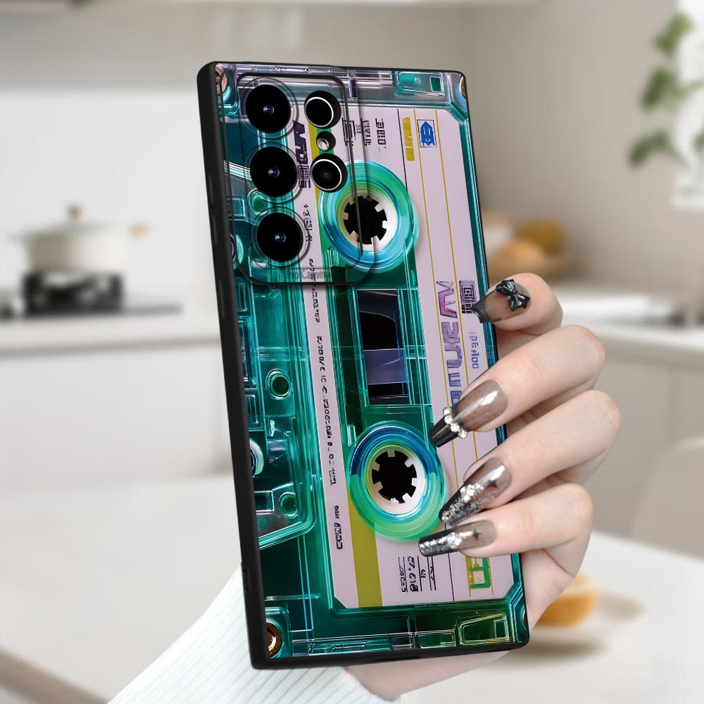 Retro Cassette Tape Printed Silicone Phone Case For Samsung Galaxy S26 S25 Ultra S24 Plus S23 S22 S21 S20 A15 A35 A54 A55 Cover