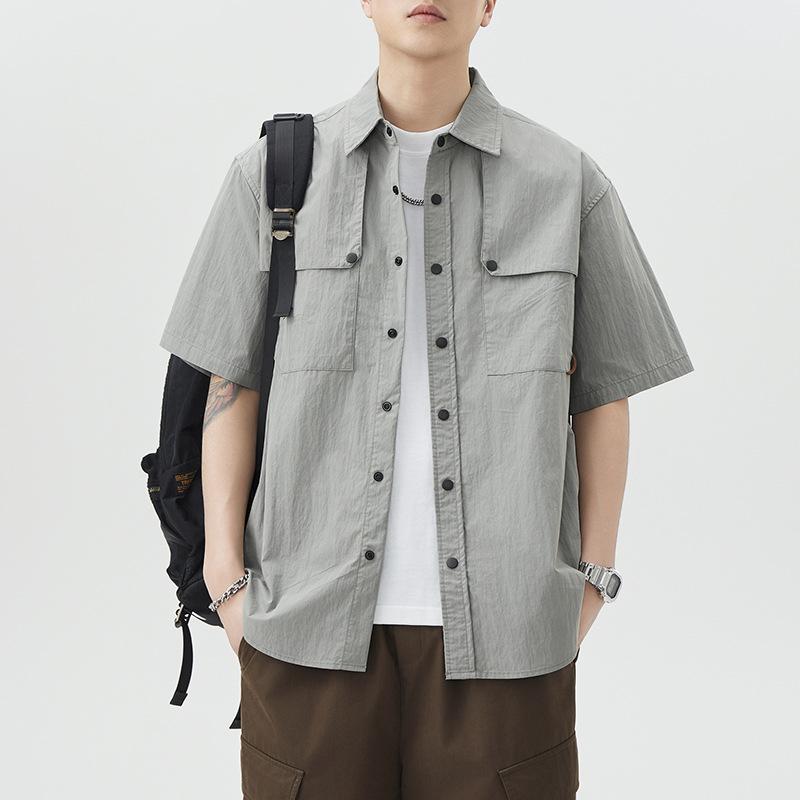 Mountain Outdoor Structure Short-sleeved Shirt Men's American Japanese Retro Loose Mid-sleeved Shirt