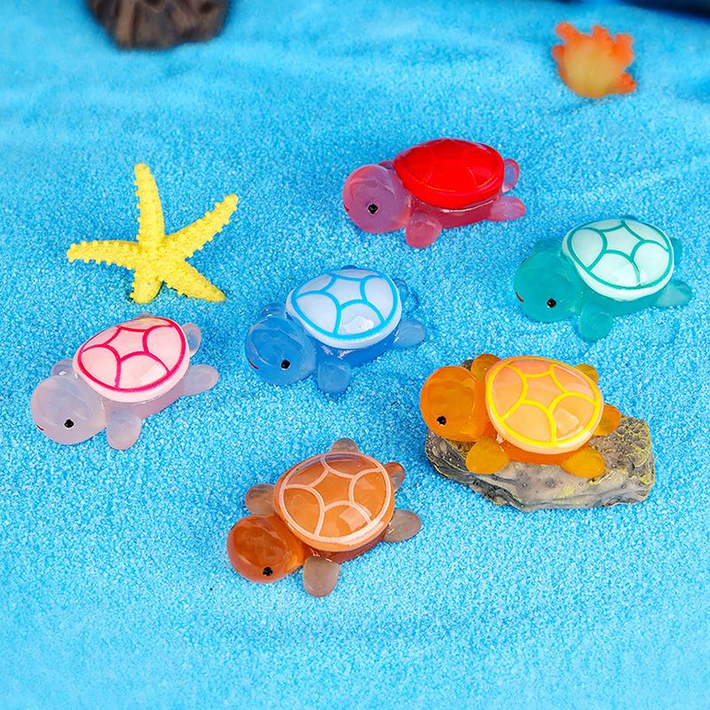 Small Fish Tank Micro Landscape Decoration Noctilucent Small Turtle Moss Landscaping Resin Crafts Desktop Ornaments Accessories