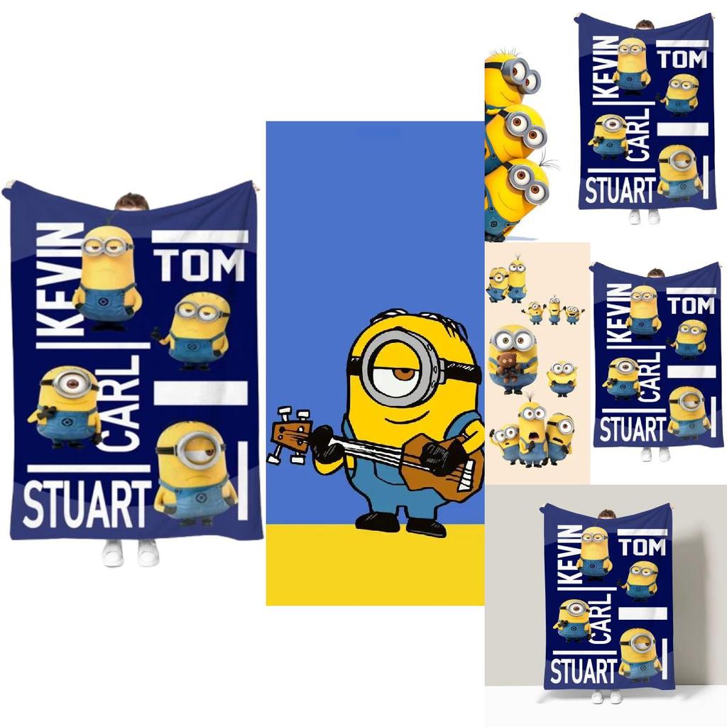 Minions Blanket With Geometric Pattern For Dorm Room And Office Comfort