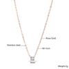 Trendy 14K Gold-Plated Stainless Steel Geometric Link Necklace Four-Claw Zircon Pendant Ladies Gift Allergy Prevention