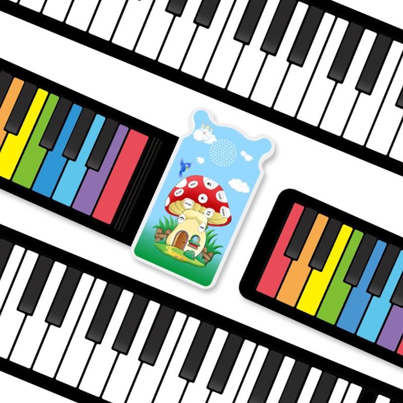 Roll Up Piano, 49 Key Multifunctional Electronic Piano Keyboard Foldable Hand Roll Out Piano, Educational Soft Keyboard