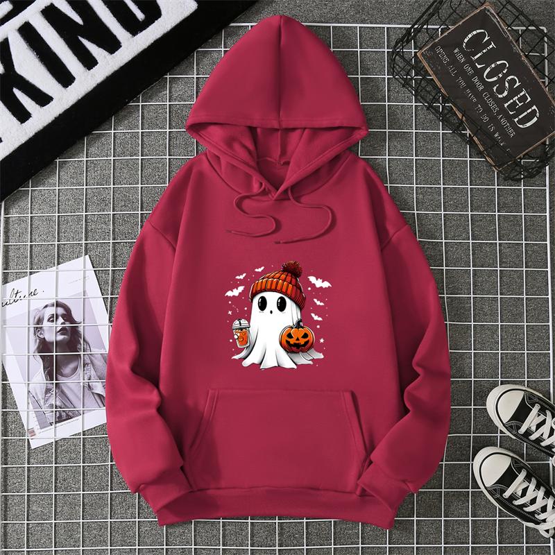 Women's Fashion Tops Casual O-neck Halloween Print Long Sleeve Loose Pullover Shirts, Creative Halloween Theme Printed Hoodie