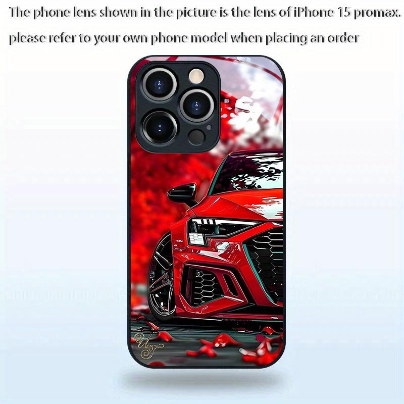 Red Sports Car with Red Leaves  Glass Phone Case Suitable for  iPhone 17 16 16ProMax 15 14 13 12ProMax 11 11Pro protection