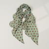 Korean Retro Black Polka Dot Silk Scarf - Y2K Rose Ribbon Bow Style