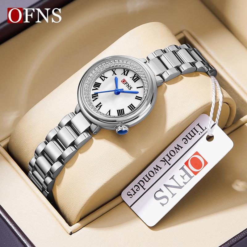 Women's Sanda Round Quartz Wristwatch - Elegant, Diamond-Accented, Light Luxury, Waterproof.
