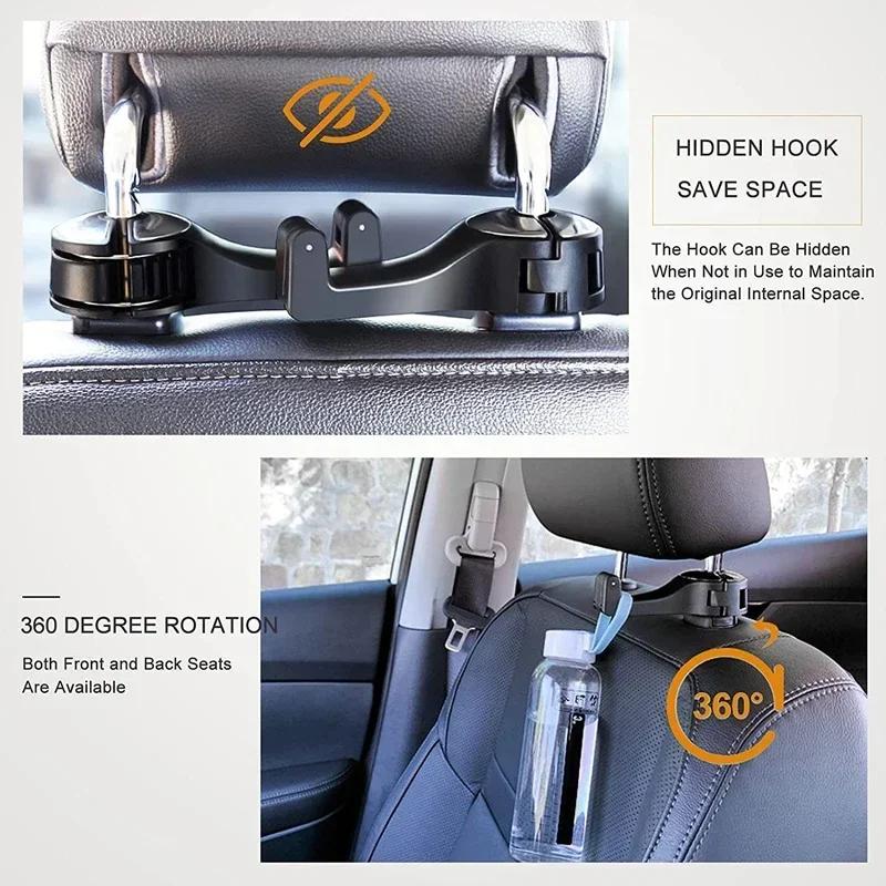 Car Seat Headrest Hook Mobile Phone Holder Multi-functional Rotatable Storage Handbag Holder Portable Car Mobile Phone Holder