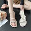 High-heeled Slippers Women's Outer Wear Summer New Korean Version Thick-heeled Fashion Women's Shoes Ins Trendy Simple One-word Slippers
