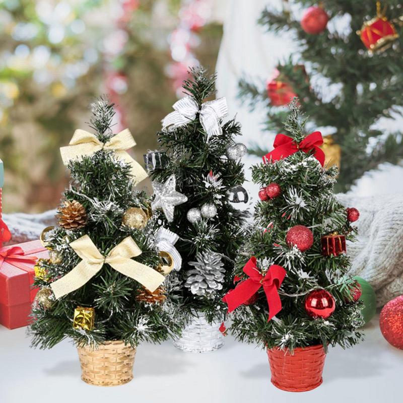40cm Artificial Christmas Tree Table Ornament with LED Light Balls Christmas Decoration for Home New Year Gift Mini