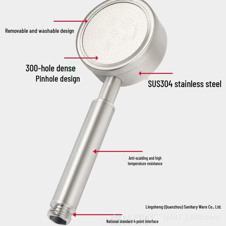Handheld Duschkopf aus 304 Edelstahl mit ultrafeiner Düse für den Heimgebrauch im Badezimmer