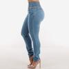 Elastic high-waisted breasted jeans women's spring slim-fitting and thin hips and small feet trousers women