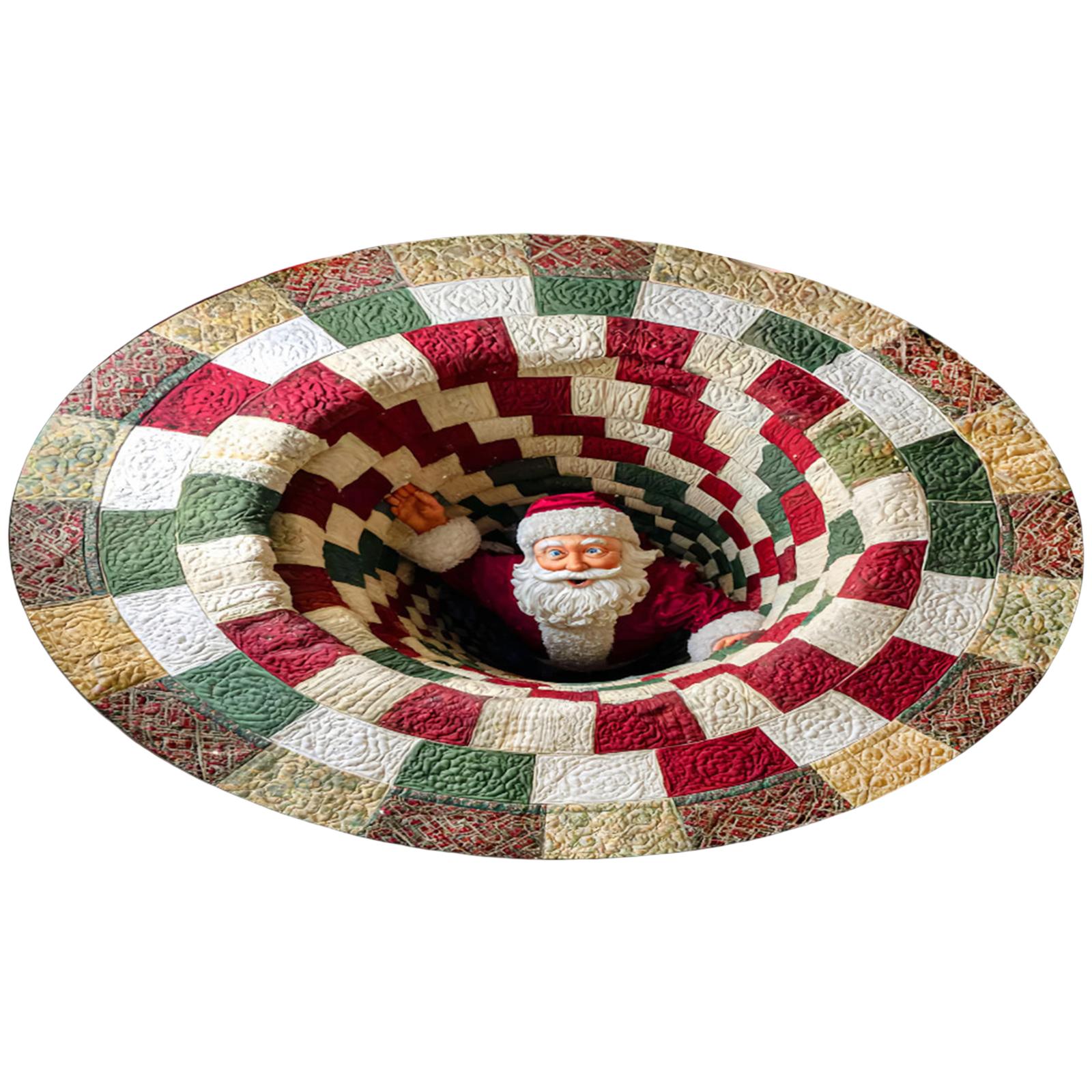

40cm Christmas Decorations 3D Rug 3D Illusion Floor Mat Cute Christmas Rug for Holiday Living Room Bedroom Christmas Decor