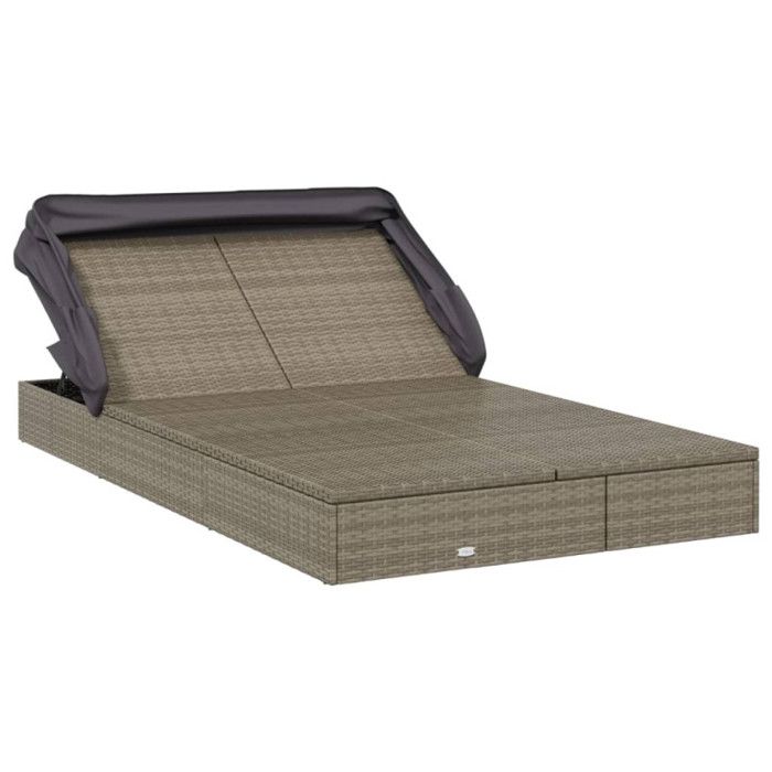 VidaXL 2-seater Sun Lounger with Foldable Roof Grey 213x118x97 Cm 319651