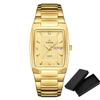 Wwoor New Square Watch Men With Automatic Week Date Luxury Stainless Steel Gold Mens Quartz Wrist Watches Relogio Masculino