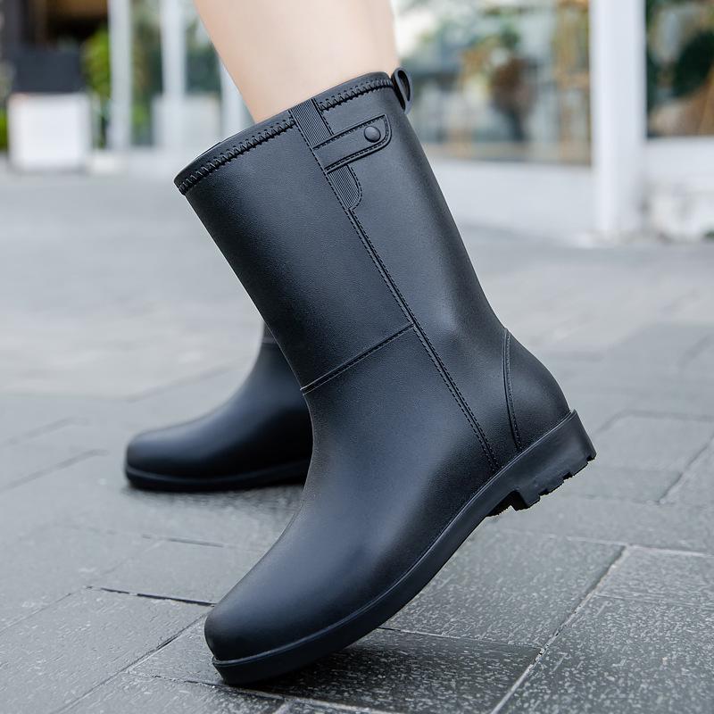Wasserdichte Rutschfeste Damen-Regenstiefel mit dicker Sohle und Kordelzug