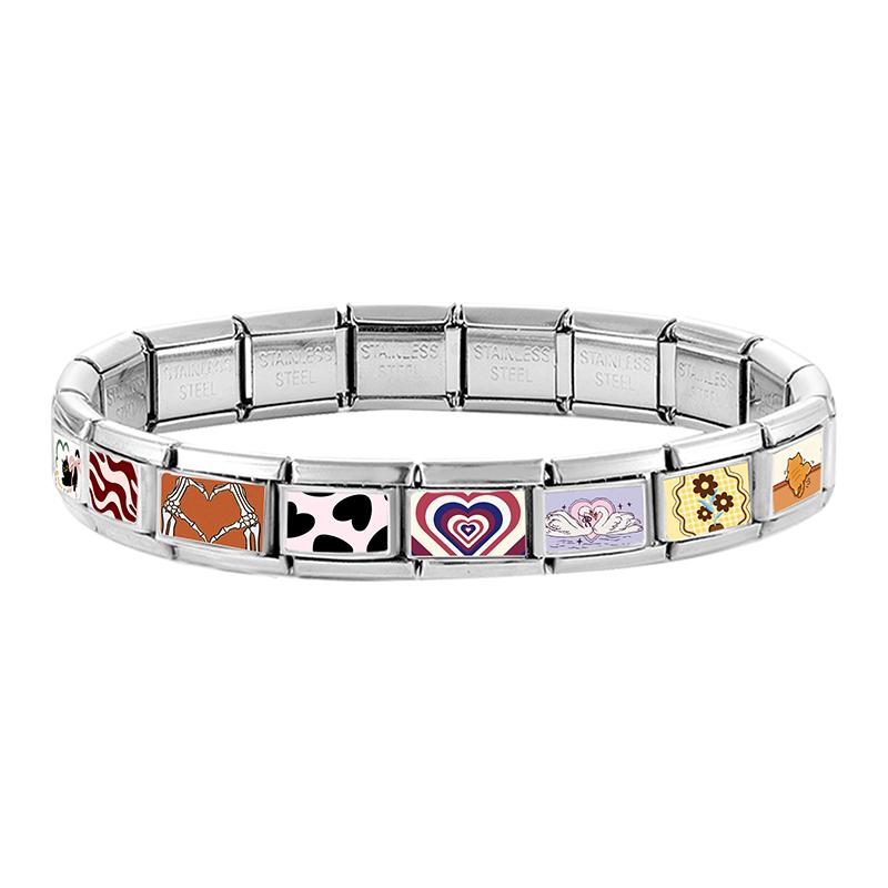 New Creative Design Leopard Heart Flowers Star Ball Cat Italian Charm Links Fit 9mm Stainless Steel Bracelet DIY Making Jewelry