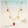 Fruit Necklace for Women, Adjustable Paperclip Chain, Y2K Cute Strawberry Apple Cherry Enamel Charm Pendant Jewelry Gift
