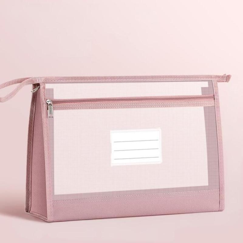 Transparent Zipper Mesh Document Storage Bag With Double Zip-Spacious Portable Handmade Storage Bag