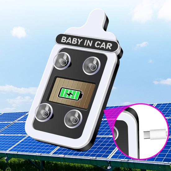 Solar Bottle Shape Car Light Baby in Car Safety Sign Wireless Neon Atmosphere Lamp for Triangle Window Suction Cup Mount LED Decorative Light Unique