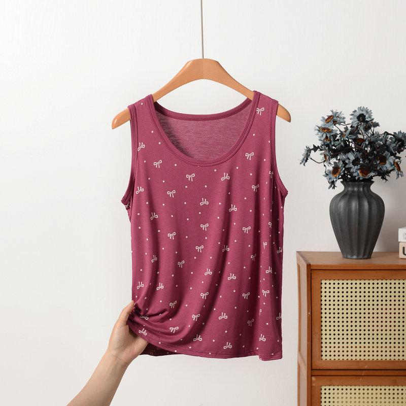 XL To 8XL Plus Size Modal O-Neck Tank Top Summer Women's Sleeveless Tops Bowknot Cami Vest Casual Loose Tees Base Layer Undershirt