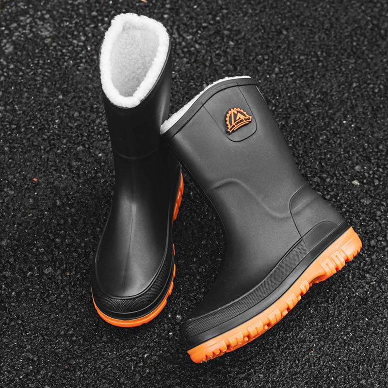 Gongminbao Fashion Men's Medium Tube Bundle Rain Shoes Waterproof Shoes Wear-resistant Non-slip Rain Boots Four-season Rubber Shoes Cover Feet