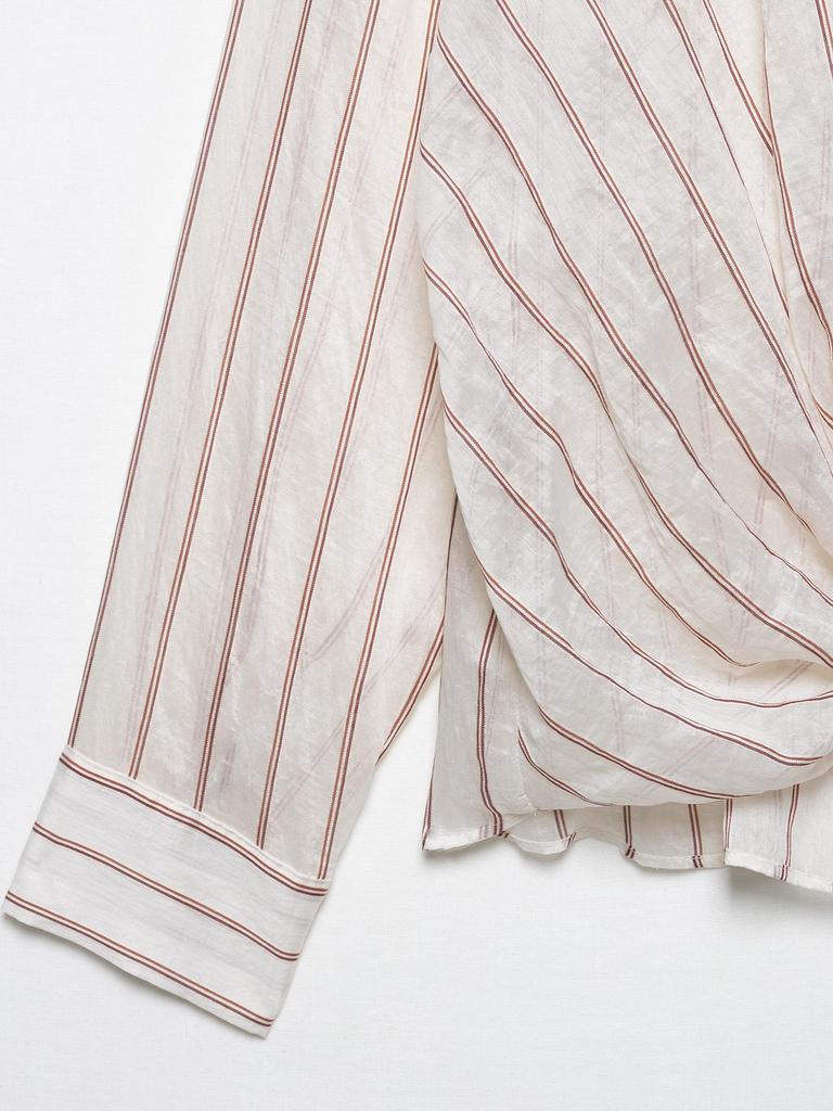 Spring 2025 Women's European-American Striped Knot Shirt