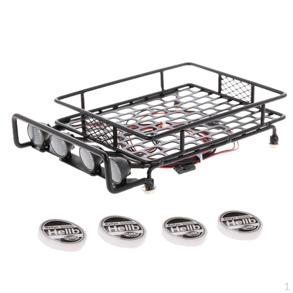 

170*110*40mm Metal Roof Rack W/ Round LED Light & Lampshade For 1/10 RC Car
