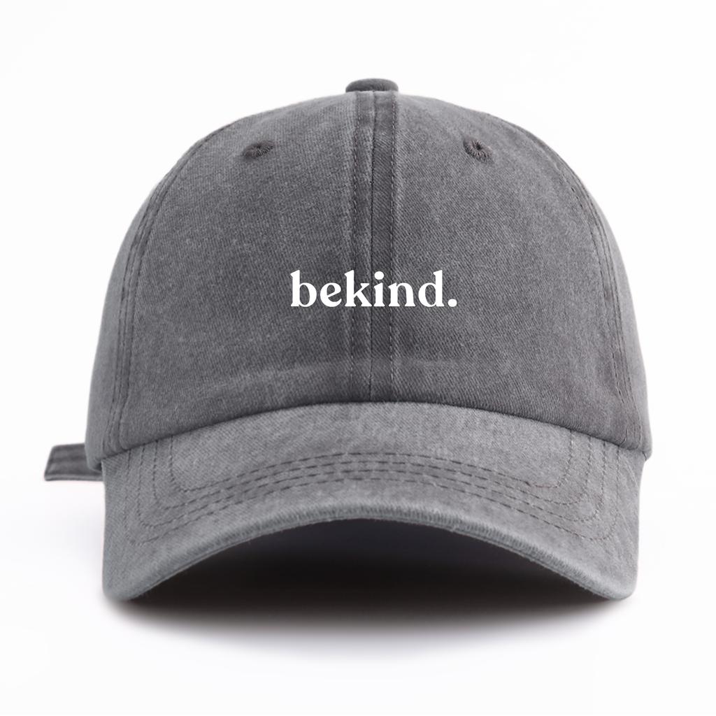 1pc Bekind. Print Washed Baseball Cap for Adults, Minimalist Retro Style Casual Soft Adjustable Dad Hat, Perfect As Gift