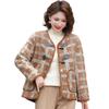 Plaid Woolen Coat for Middle-Aged & Elderly Women - Spring & Autumn Casual Cardigan