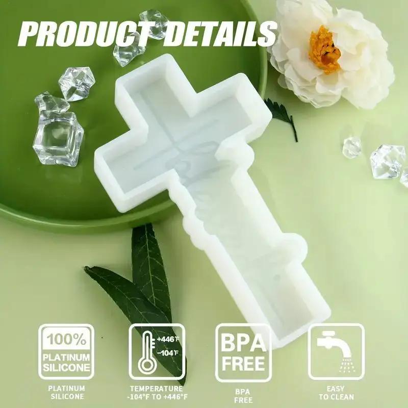 Faith Cross Pendant Resin Mold, Religious Silicone Mold for Making Freshie, Soap, Resin, Candles, Candy, DIY Cross Decoration