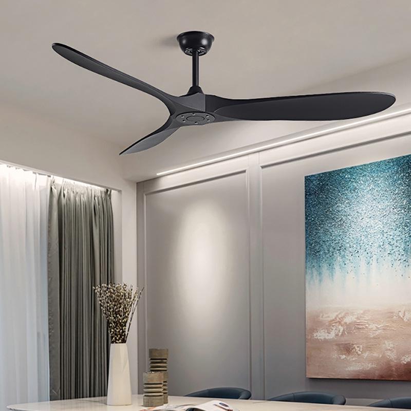 Variable Frequency Ceiling Fan with Light and Remote Control, Solid Wood Blades, for Living Room, Dining Room, Bedroom