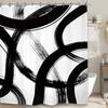Modern Abstract Black White Brush Stroke Shower Curtain 72X72 Inches Minimalist Art Design Bathroom Decor For Home