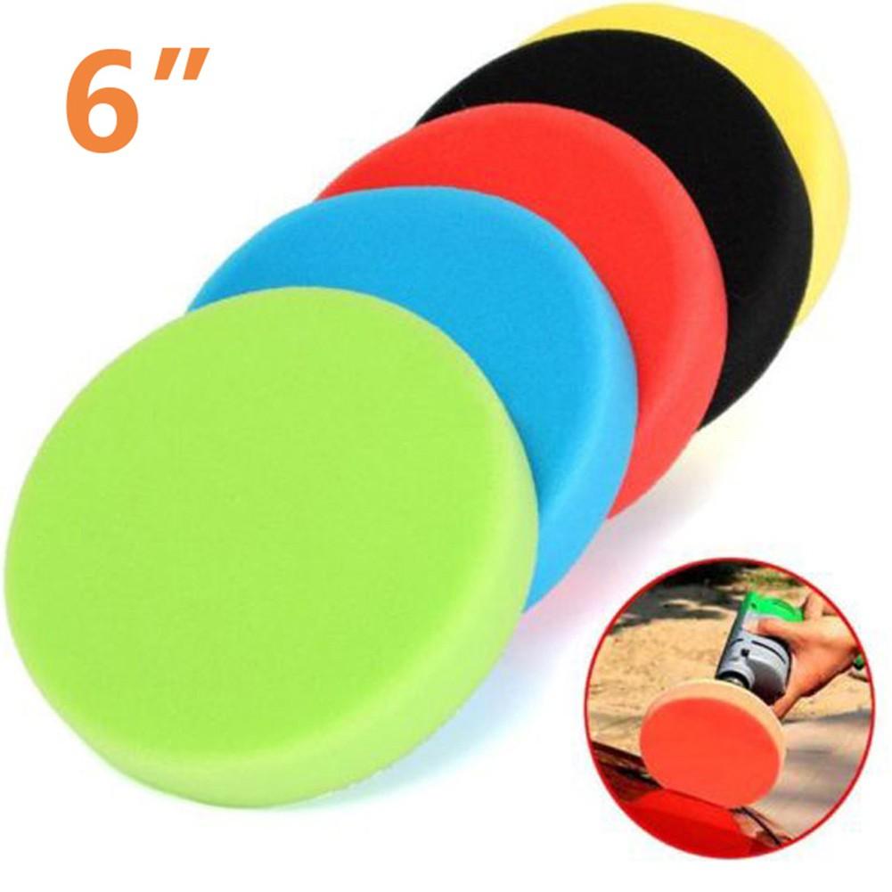 5Pcs Set 3/4/6 Inches Car Buffing Pad Set Sponge Pads For Car Polisher Power Tools Accessories Round Flat Polishing Buffer