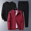 Men's Loose Fit Fleece-Lined Sports Suit - Spring/Autumn Dad's Casual Jacket & Three-Piece Set for Middle-aged & Elderly