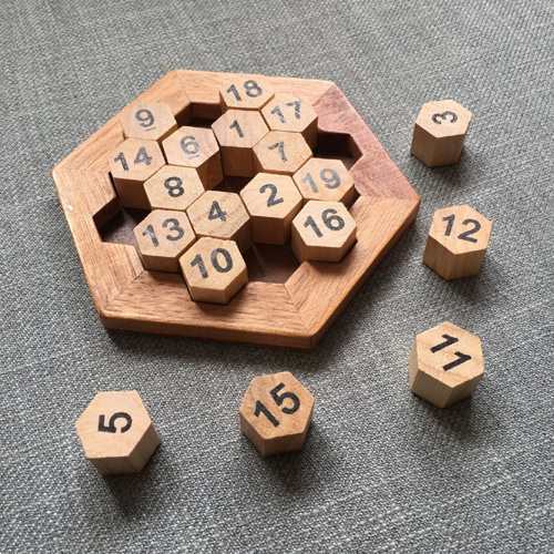 Hexagon Number Puzzle Wooden Montessori Educational Logical Thinking Toys Math Games For Kids And Adults IQ Test Challenge
