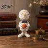 Desk Ornament Mummy Holding Pumpkin Halloween Decoration, Spooky Resin Figurine Decoration Desktop for Indoor Shelf, Tiered Tray Decor Zombie Model