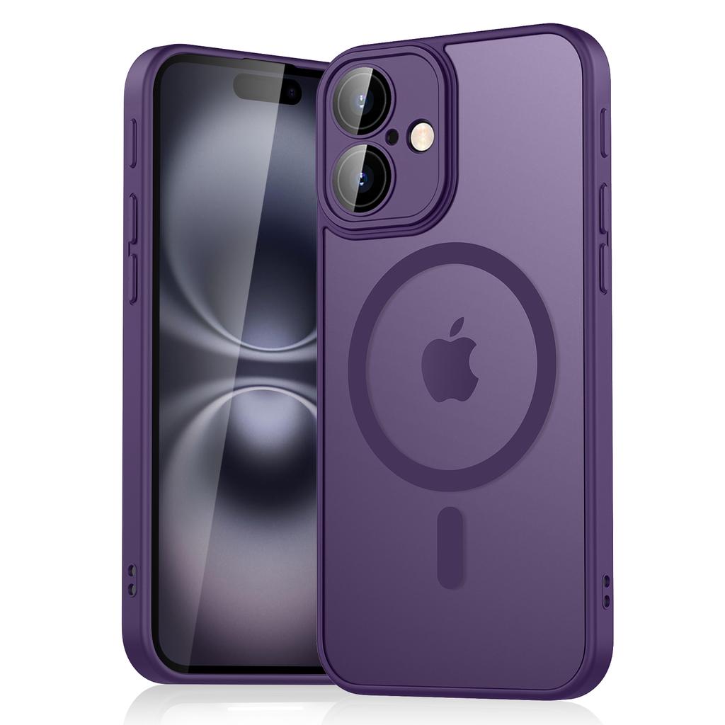 Custodia blindata magnetica opaca traslucida di lusso antiurto per iPhone 11 12 13 14 15 16 Per cover di ricarica wireless Magsafe